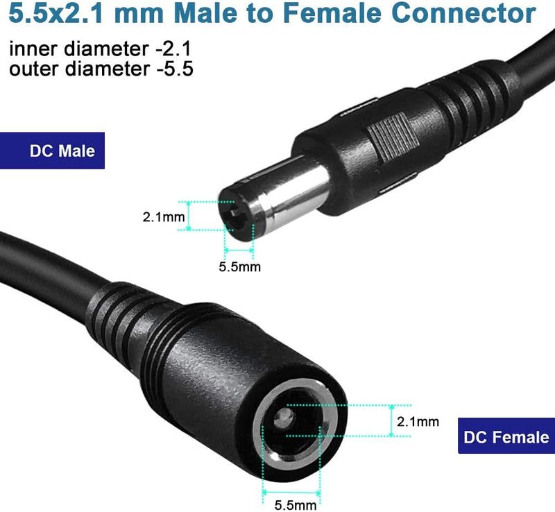 Dc Power Extension Cable,5.5mm x 2.1mm 12v Extension Cord 10FT Security Camera Cable DC Male to Female Extender Wire for CCTV IP Indoor Camera Dvr Standalone LED Strip,DC Supply Adapter