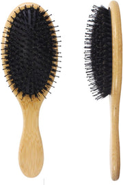 Natural Bristle Hair Brush 100% - Eco-Friendly, detangling hair brush, Smoothing, & Scalp Massaging for Professional Hair Brush for All Hair Types - L - nylon tooth
