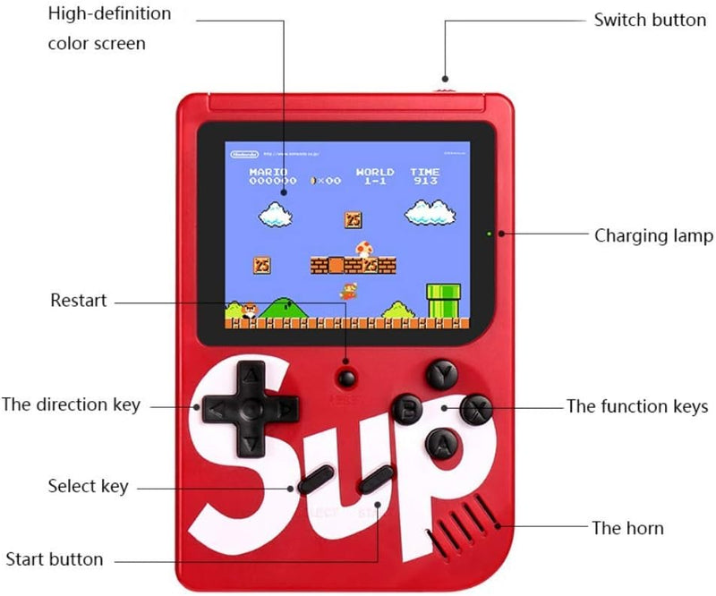 AWH INJOY SUP Game Box - 400 Retro Games in 1 Mini Console Can Connect to TV Yellow
