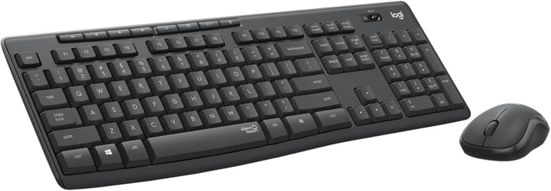 Logitech MK295 Silent Wireless Mouse & Keyboard Combo with SilentTouch Technology, Full Numpad, Advanced Optical Tracking, Lag-Free Wireless, 90% Less Noise, AR Keyboard - Graphite - Graphite EN Keyboard