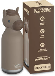 Bestie Giraffe Kids Water Bottle, 16oz/460ml Stainless Steel - Brown