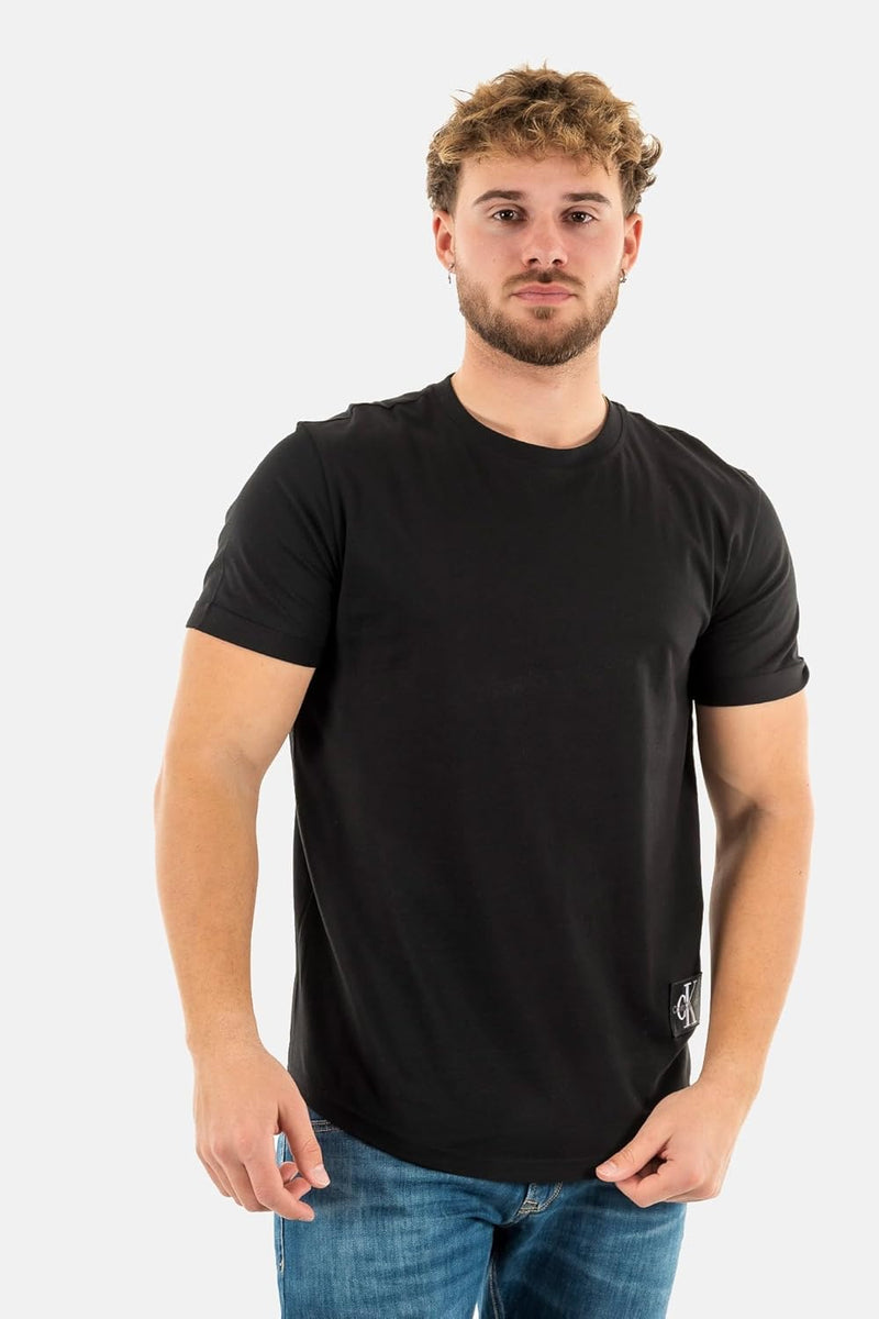 Calvin Klein Jeans Men's Badge Turn Up Sleeve S/S Knit Tops