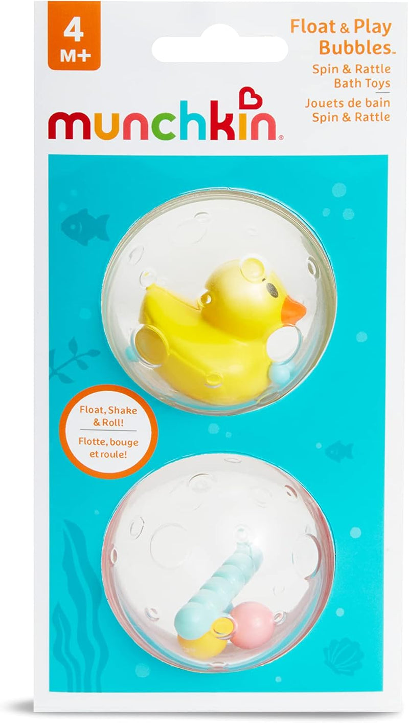 Munchkin Float & Play Bubbles, bath toy, bath activity fun, colorful toy to keep kids engaged, infant/baby/toddler/kids, 4 months and above, pack of 2.