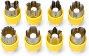 Vegetable Cutter Shapes Set, Stainless Steel Cookie Cutters With Pusher Fruit Cookie Pastry Mold For Kitchen (Blue) - Yellow