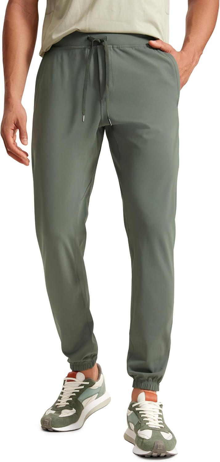CRZ YOGA Men's Lightweight Jogger Pants - 30'' Elastic Stretchy Pants with Side Pockets