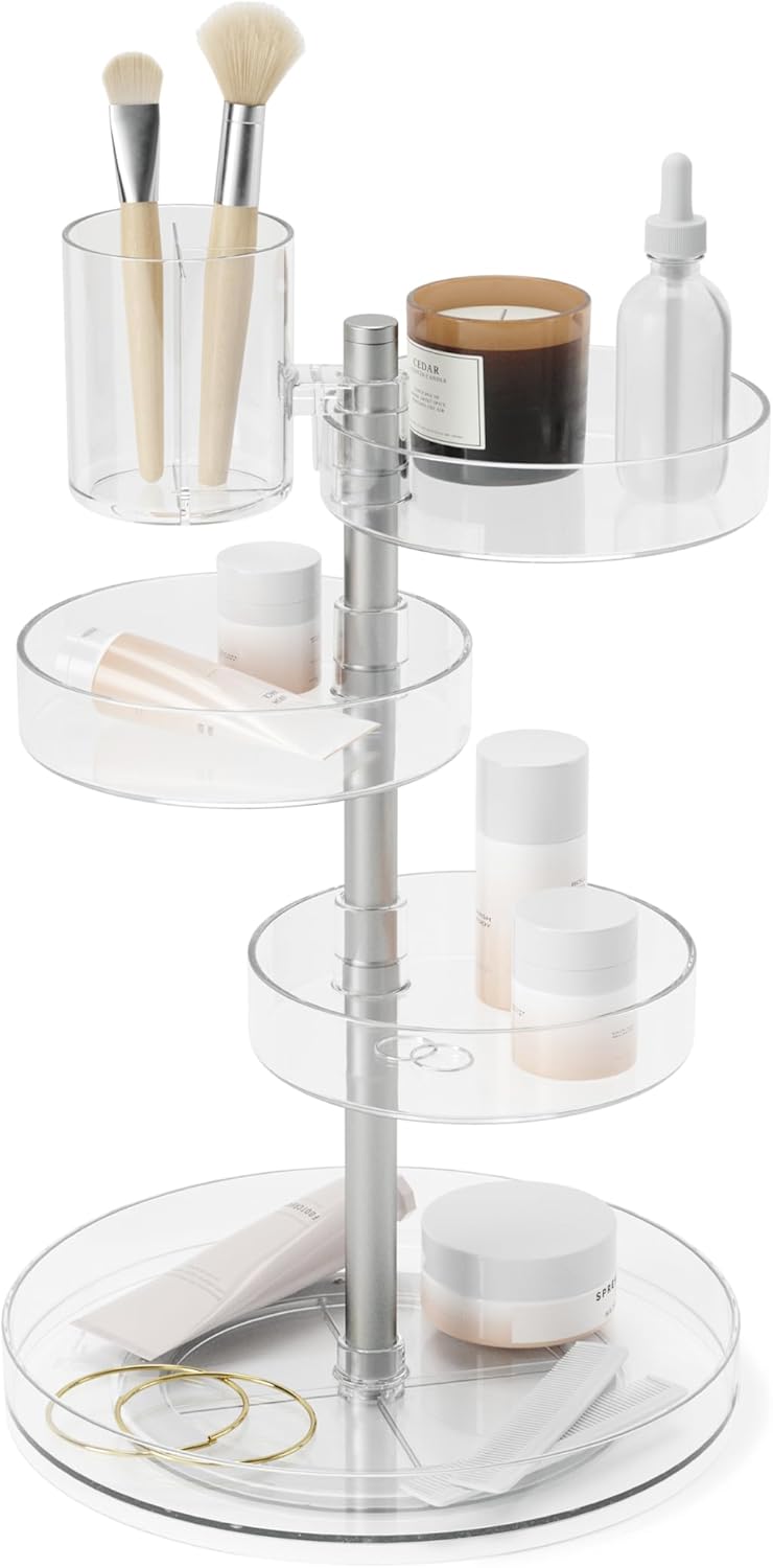 GLAM COSMETIC ORGANIZER WHT/GRY - Clear/Nickel regular