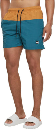Men Block Swim Shorts Swim Trunks (pack of 1) - Teal/Toffee