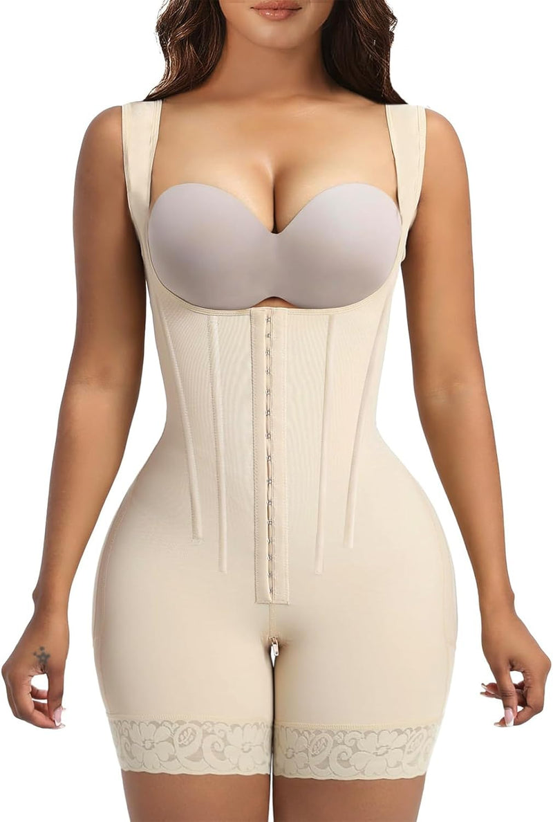 MOODEEY Body Shaper for Women, Fajas Colombianas Shapewear Tummy Control, Garment Post Surgery Butt Lift Postpartum Waist Trainer with Bones