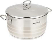 Korkmaz Astra 9 Pcs Tri-Ply Bottom Stainless Steel Cookware Set Sandwich Bottom Induction Compatible Pots and Pans Set Silver - KA1900