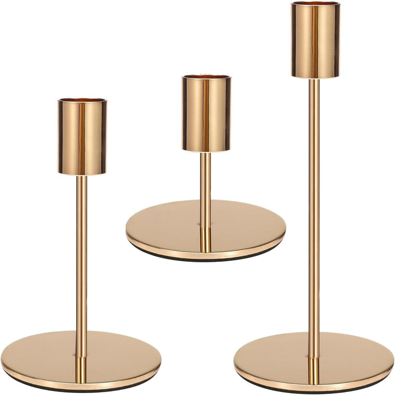 GHAKKE Set of 3 Candlestick Holders Candle Holder Taper Candle Holders Decorative Candlestick Holder for Home Decor, Wedding, Dinning, Party, Anniversary (Black)