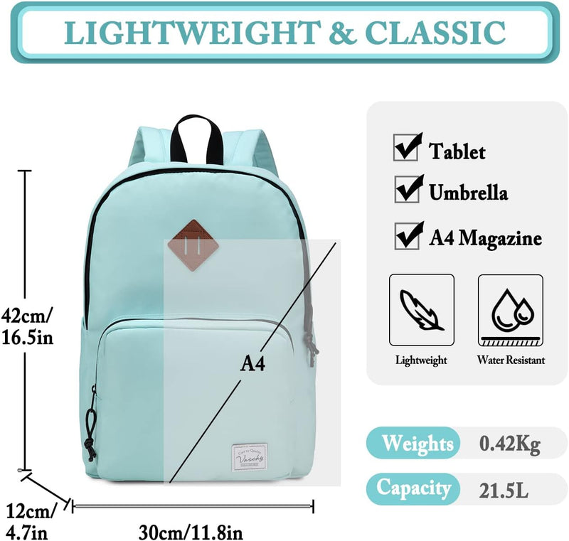 VASCHY Backpack for Women Men, Ultra Lightweight School Bag for Kids Teen Boys Girls, Casual Daypack Work, Travel