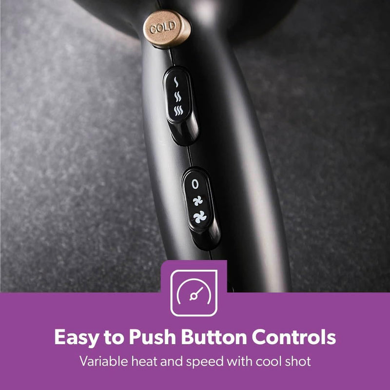 Geepas GH8643 Hair Dryer - 2-Speed & 3 Temperature Settings 2200W Cool Shot Function For Frizz Free Shine Detachable Cap- 2 Years Warranty