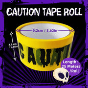 Tiokkss Halloween Caution Tape - Black and Yellow Hazard Warning Adhesive Barricade Tape for Outdoor Decorations and Zombie Party Props