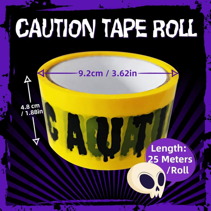 Tiokkss Halloween Caution Tape - Black and Yellow Hazard Warning Adhesive Barricade Tape for Outdoor Decorations and Zombie Party Props
