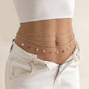 AMZSTRU Waist Belly Chain 4Pcs Adjustable Metal chain belt gold for Women Boho Multilayer Long Tassel waist chain gold Summer Body Beach Jewelry for Women Dress Skirt