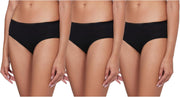 Womens Slim Fit Solid Hipster Panties -Pack of 3 (DCWPAP03C09L40) - Black