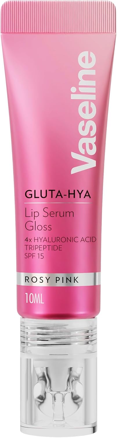 Gluta-Hya Serum Gloss Tinted Lip Care Rosy Pink Hyaluronic Acid & Glutathione for Plump Dewy Lips Instant Moisturisation, SPF 15, Non-Sticky 10 ml