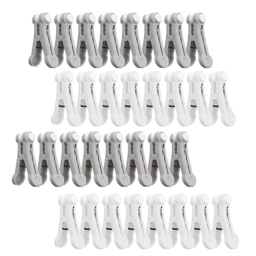 ZELLYA 32Pcs Plastic Clothespins - Strong Traceless Utility Clothes Pins, Non-Slip Windproof Laundry Pegs, Non-Trace Sealing Clips for Clothesline