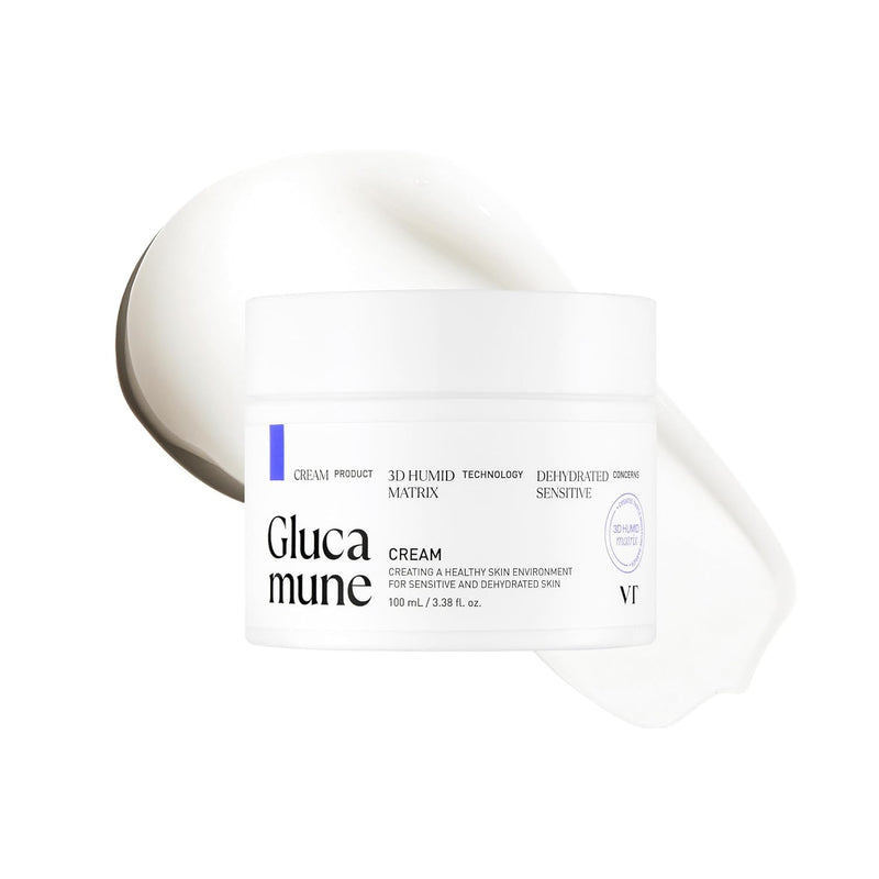 VT COSMETICS Glucamune Cream | Soothing&Calming, Light-weight Cream, Vegan mucin for All Skin Types (3.38 fl Oz/100ml)