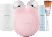NuFACE Mini+ Sandy Rose Starter Kit - Lift, Contour & Tone your skin - Portable Petite Facial Toning Device - Includes Silk Crème & Aqua Gel - Rose