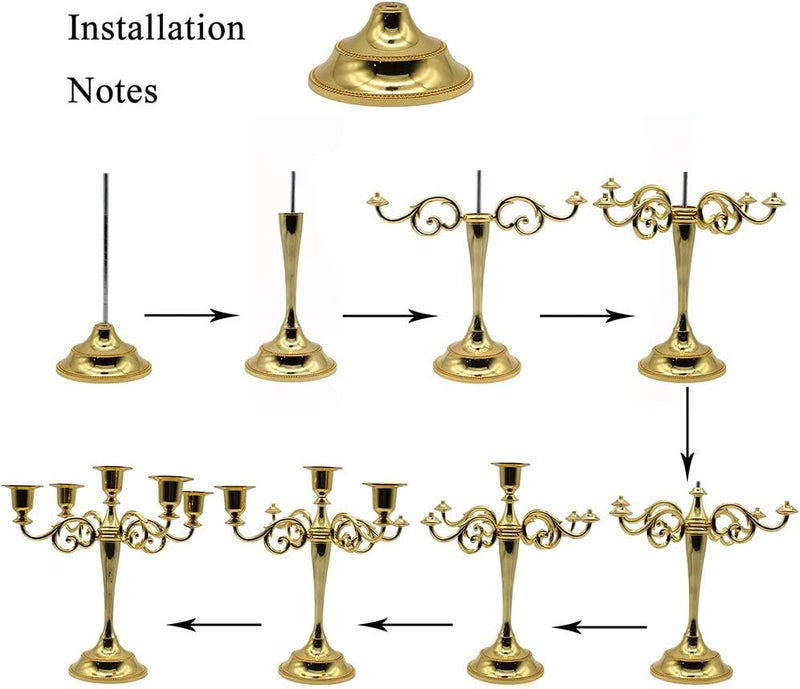 RICHEE-NL Maiheimoon Metal Candelabra Retro Candlestick Holder for Candlelight Dinner and Table Decoration (5 Arms-black-1)