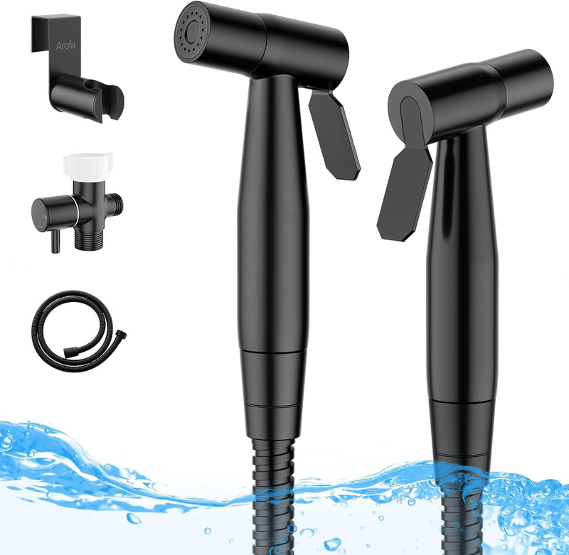 Arofa Black Bidet Sprayer, Handheld Bidet Sprayer for Toilet - Bidets for Existing Toilets Adjustable Water Pressure Control with Bidet Hose, Cloth Diaper Bidet Toilet Sprayer for Baby/Feminine Wash