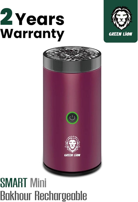 Green Lion Smart Bakhour Rechargeable Electric Car Incense Burner, USB-C Portable Mini Burner, Aluminum Alloy Design, Strong Power for Fast Burning, Long-Lasting Fragrance - Green