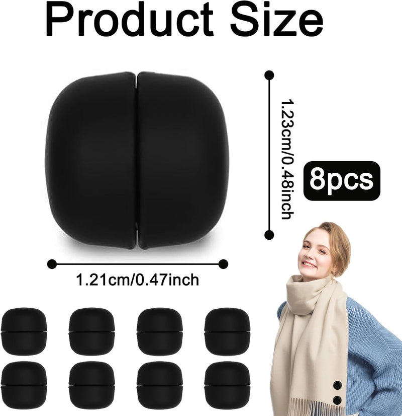 8 Pcs Magnetic Hijab Pins Black