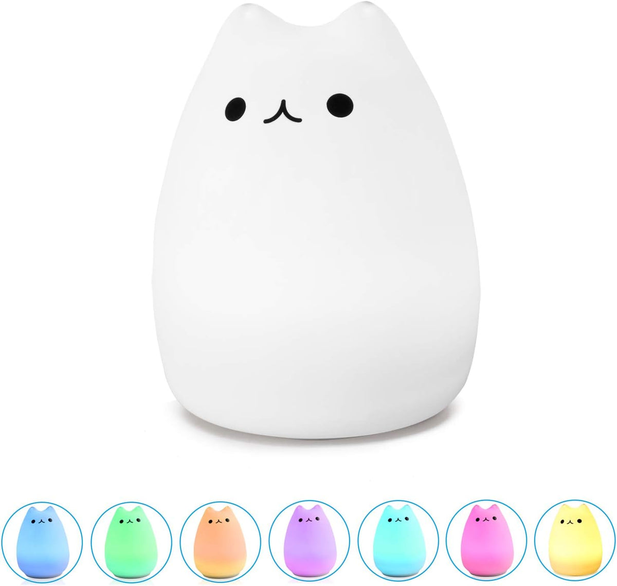 MOTIM Cute Kitty Night Light, Silicone Cute Lamp with Different Color Modes, Touch Sensor Control, Gift for Women Mom – image 1