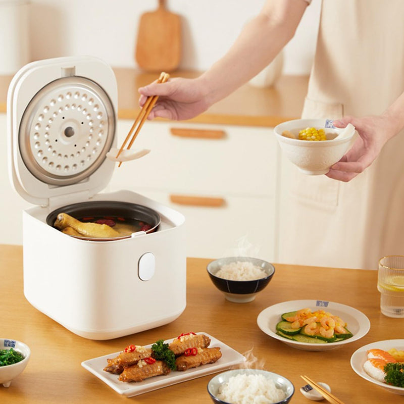 XVersion 3L Low Sugar Rice Cooker with Steamer – Smart Multi Cooker for Rice, Soup, Stew & Cake – Timer, Reservation & Keep Warm - Electric Rice Maker for Home/Kitchen/Family (Cream, 3L)
