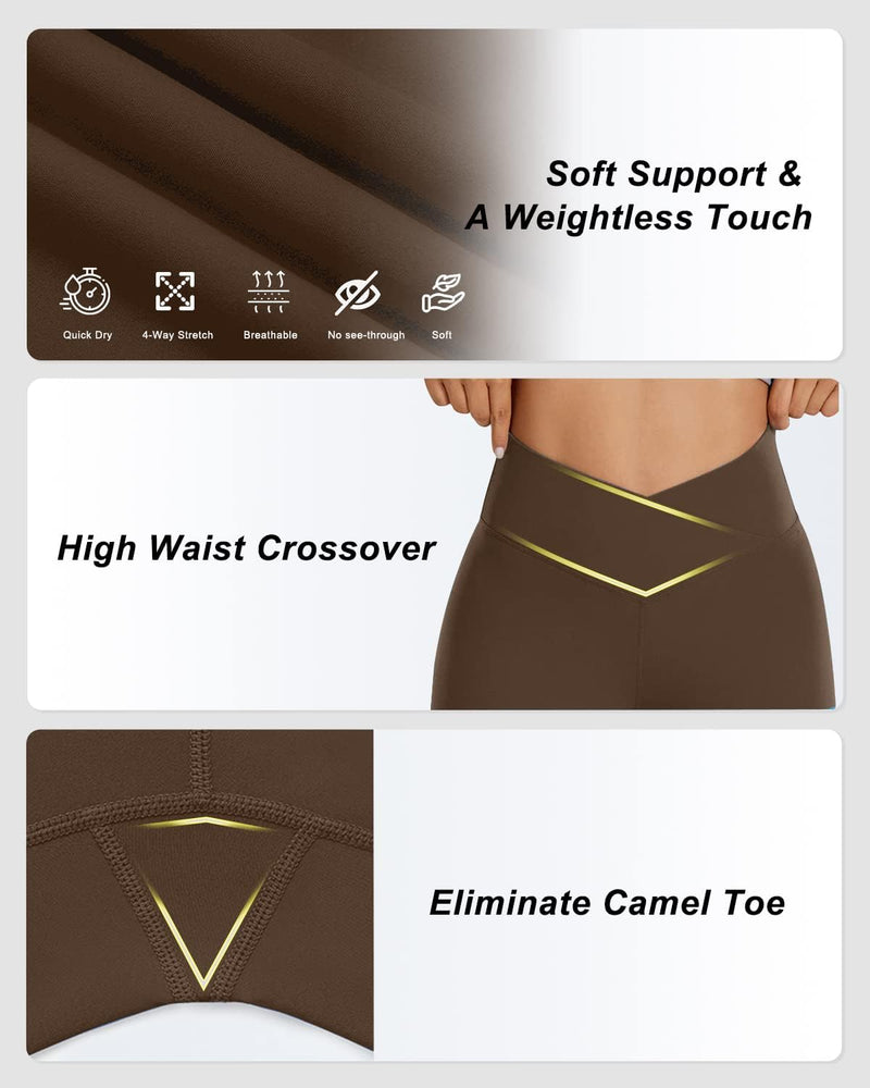 Aoliks Crossover Flare Leggings for Women,High Waisted Bootcut Yoga Pants Workout Bell Bottom Leggings
