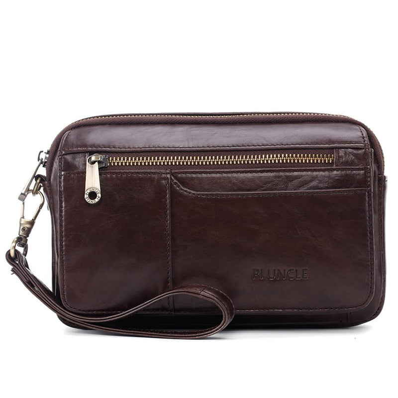 KPYWZER Leather Clutch Purse Wallet Men Wristlet Holder Wrist Bag Pack Business Handbag