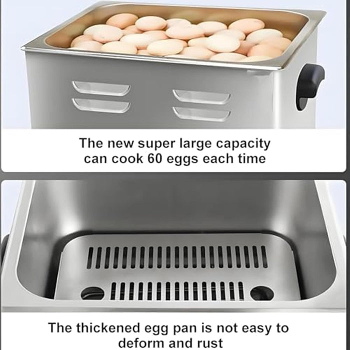 2600W Commercial Egg Boiler,Stainless Steel Egg Cooker with Mesh Basket, 45 Pcs Electric Poached Egg Maker with 30~110°C Temperature Control & 0-60 Timer for Soft-Boiled/Half-Boiled Egg
