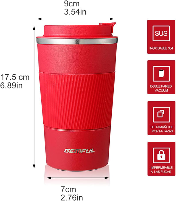 GEMFUL Travel Coffee Mug Stainless Steel Vacuum Ice and Hot Drinks Insulated Tumbler for Home Office Outdoor Works, 380ml, Pink