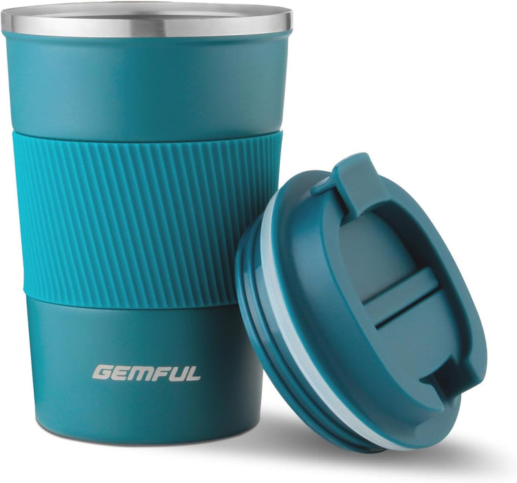 GEMFUL Travel Coffee Mug Stainless Steel Vacuum Ice and Hot Drinks Insulated Tumbler for Home Office Outdoor Works, 380ml, Pink