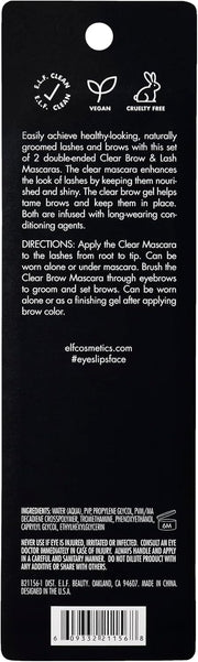 Clear Lash & Brow Mascara 2-Pack, Conditioning Clear Brow & Lash Gel For Grooming, Defining & Separating, Long-Lasting, Vegan & Cruelty-Free - 0.08 ml (Pack of 2)
