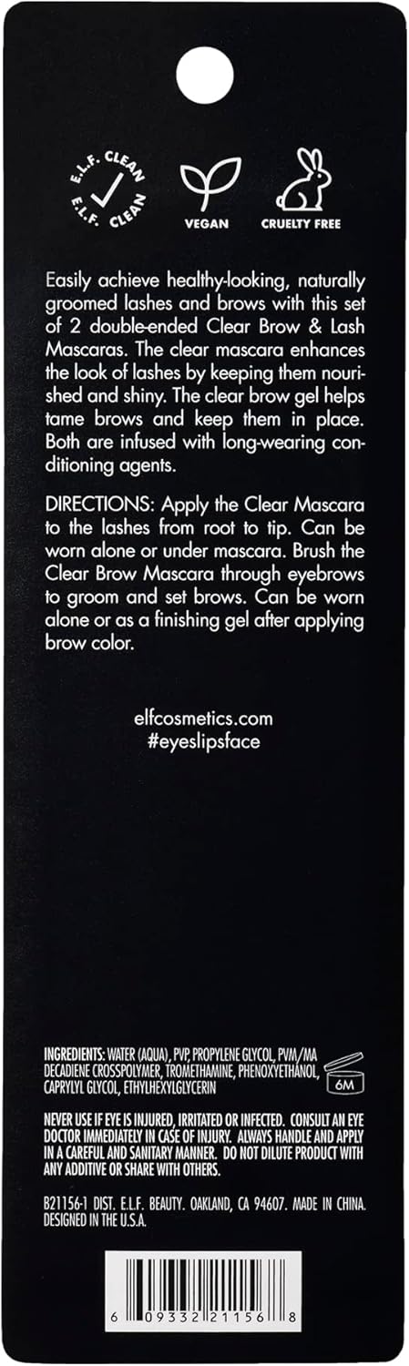 Clear Lash & Brow Mascara 2-Pack, Conditioning Clear Brow & Lash Gel For Grooming, Defining & Separating, Long-Lasting, Vegan & Cruelty-Free - 0.08 ml (Pack of 2)