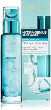 LOréal Paris Hydra Genius Aloe Water and Hyaluronic Acid 72H Liquid Moisturizer, 70 ml - 1 Count (Pack of 1) Single