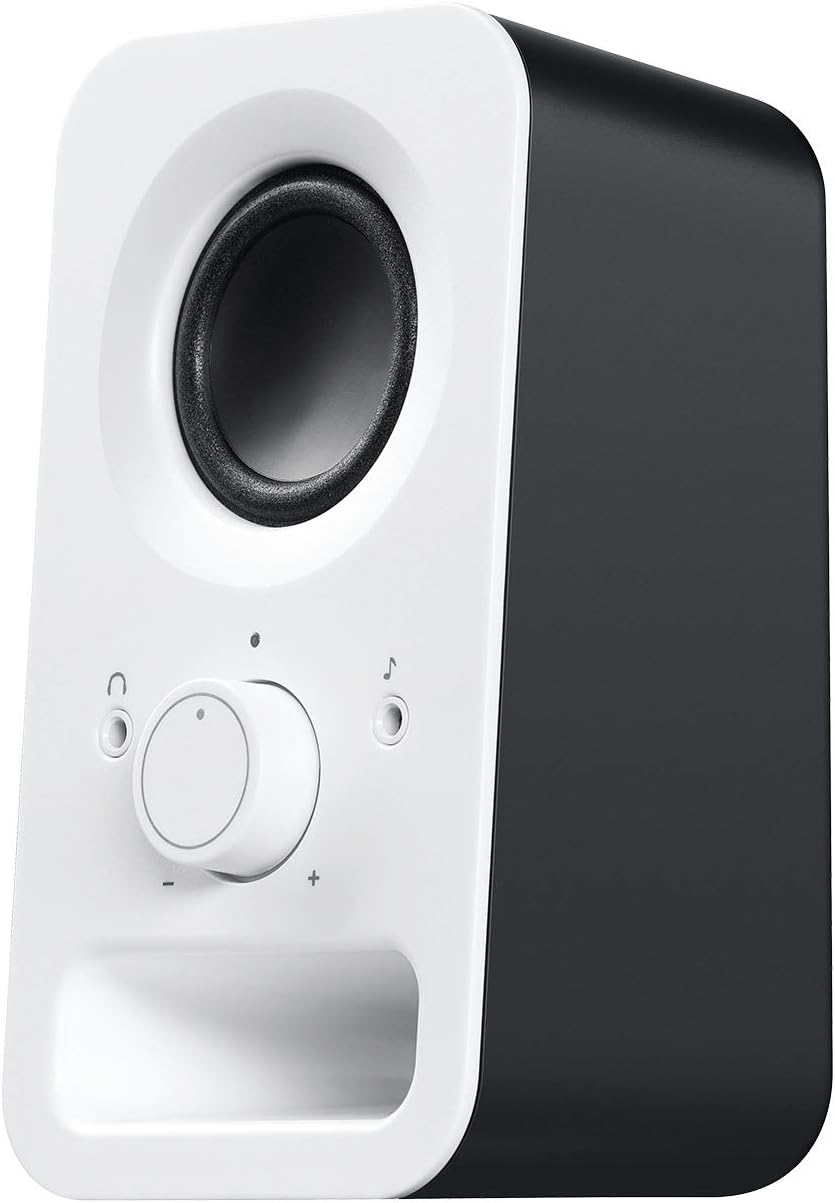 Logitech Z150 Compact Multimedia Stereo Speakers, EU Plug, 3.5mm Audio Input, Integrated Controls, Headphone Jack, Computer/Smartphone/Tablet/Music Player - Snow White