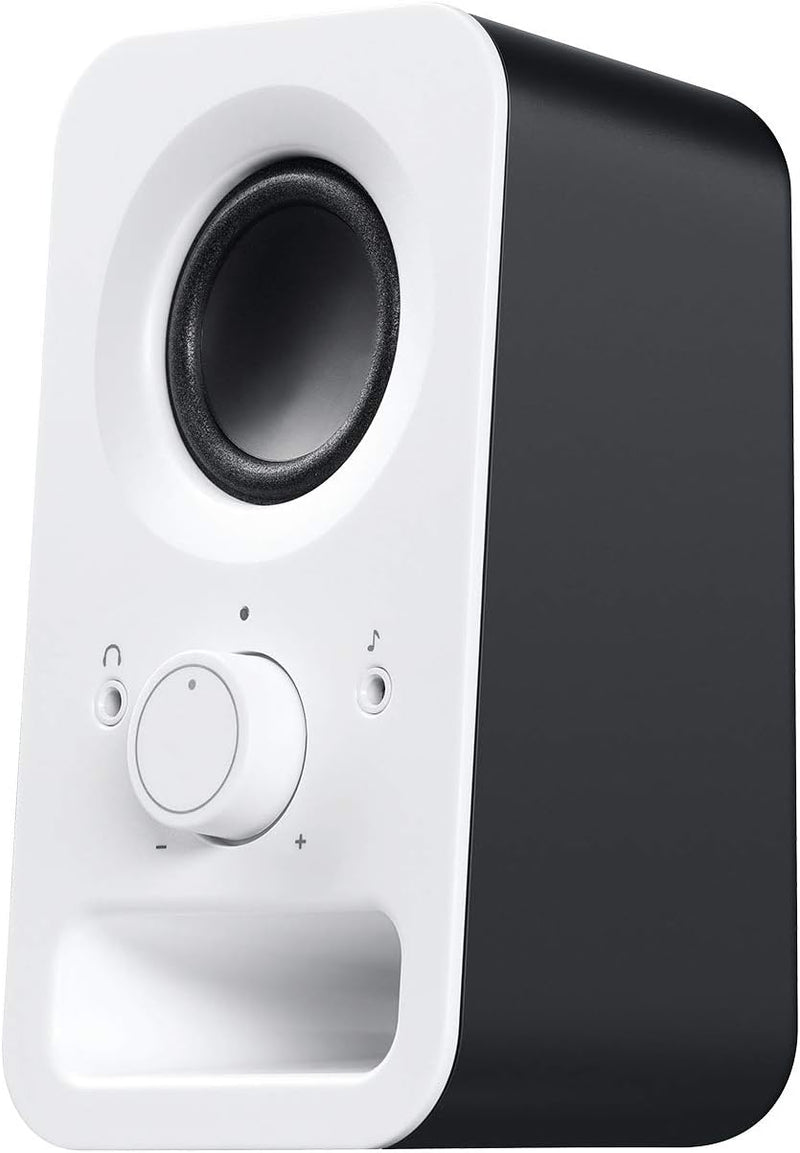 Logitech Z150 Compact Multimedia Stereo Speakers, EU Plug, 3.5mm Audio Input, Integrated Controls, Headphone Jack, Computer/Smartphone/Tablet/Music Player - Snow White - - white