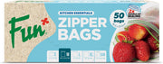 Fun Zipper Bags 18.3x23.5cm, Clear, Medium - Leak-Proof & Durable Kitchen & Food Storage Essentials(Pack of 50) - Medium - 50 pz