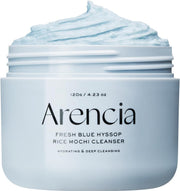 Rosehip Brightening Rice Mochi Face Cleanser & Daily Scrub - Moisturizing, Exfoliating & Deep-Cleansing - All Skin Types with Rice Powder & Rice Water (120g) - 120g Blue Hyssop