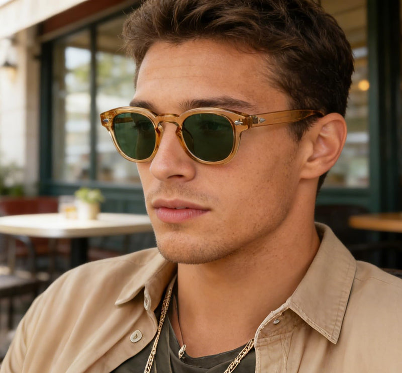 Unisex Vintage Retro Round Style Tinted Sunglasses For Men Women Fashion Circle Sun Glasses 46mm - C21 Crystal Yellow Frame/G15 Lens