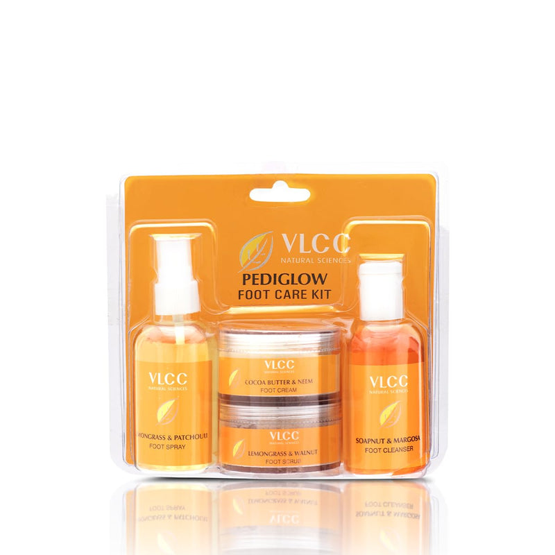 VLCC Pedi Glow Foot Care Kit - 100g + 200ml | Keeps Your Feet Clear, Soft, and Smooth | A Combo of Foot Cream, Foot Scrub, Foot Cleanser, and Foot Spray.