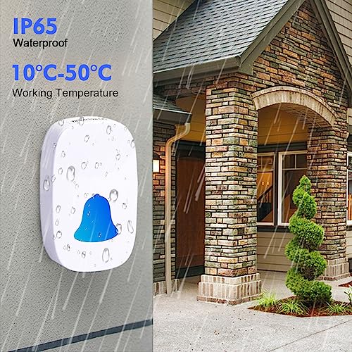 Sky-Touch Wireless Doorbell, Waterproof Wireless Doorbell Kit With 36 Bells And AdjUStable Volume; With Sound And Led Home Door Bell Chime (1 Receiver And 1 Pressure Button)