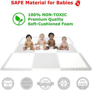 Bumble & Bird - Baby Play Mat - Motor Skills - Educational Mat - Non-Toxic EVA Foam - Waterproof - Easy to Clean - Easy to Store - 9pcs + 12 Edges - 60cm x 60cm x 1.2cm - Grey