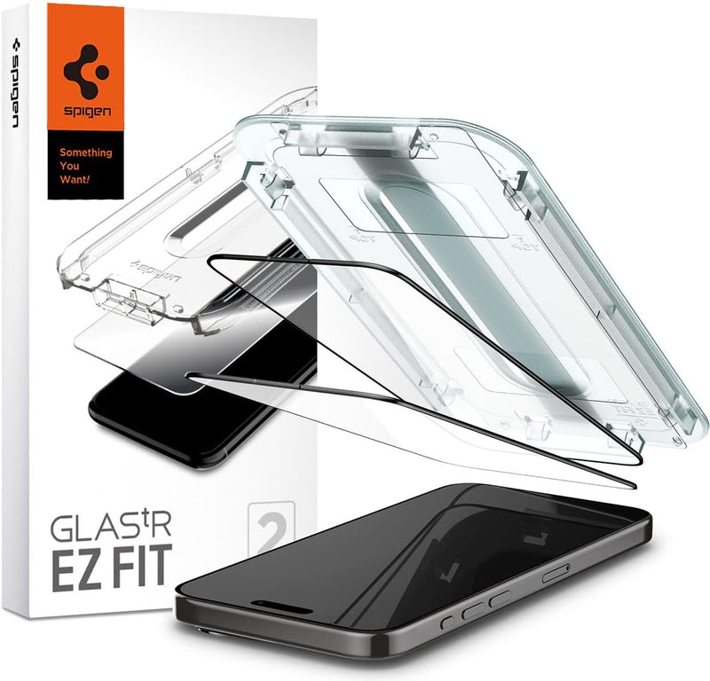Apple iPhone 15 Pro Max Glass Screen Protector Easy Installation Glas.tR EZ Fit Full Cover Black (2 Pieces) - AGL06873 - Clear
