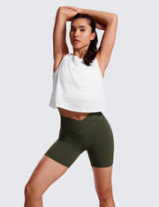 CRZ YOGA Womens Butterluxe Crossover Biker Shorts 5 Inches - Criss Cross High Waisted Workout Yoga Buttery Soft