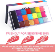 UCANBE 20 Color Athena Face Body Paint Oil - Large Pan Black & White, Professional Non Toxic SFX Makeup Palette, Hypoallergenic Face Painting Pallet for Art, Theater, Halloween, Parties and Cosplay