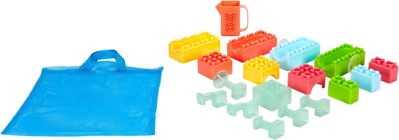 Little Tikes Baby Builders Splash Blocks Set, 18 Pieces, First Blocks for Babies, Float & Stack, Waterfall Maze, Easy Clean-Up with Mesh Bag, Compatible with Leading Brands
